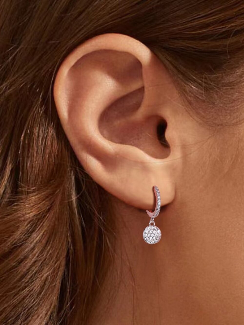 Sterling Silver Crystal Drop Earrings - White Gold Plated